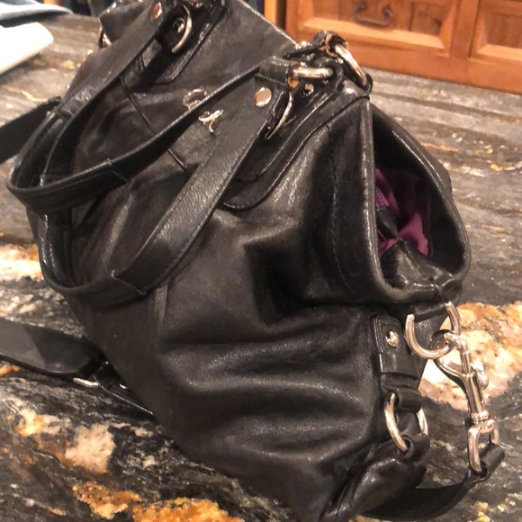 COACH BLACK LEATHER MADISON MAGGIE BAG - Picture 2 of 7